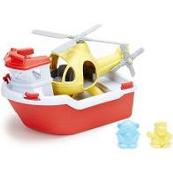 Rescue Boat and Helicopter- Green Toys