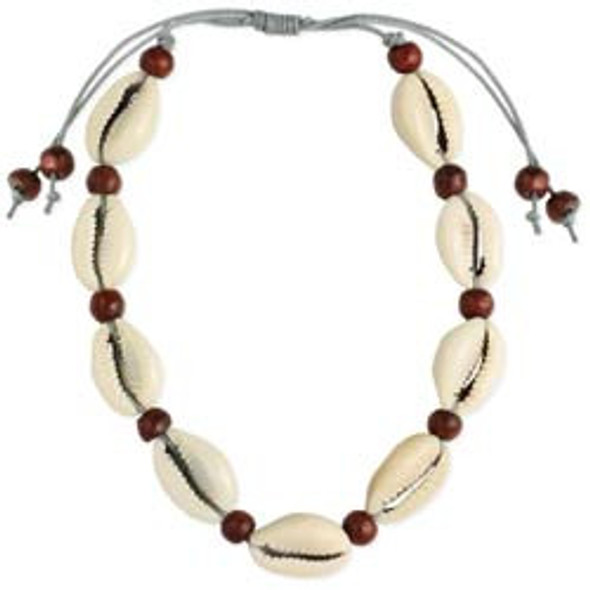 Cowrie Shell and Wood Anklet