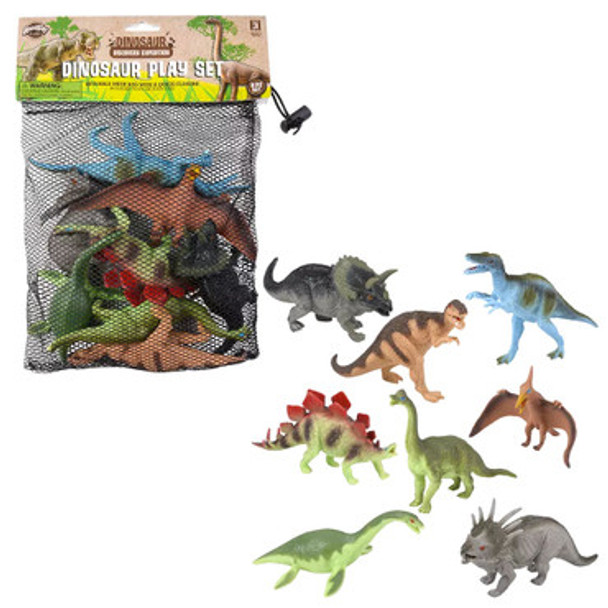 8 piece Dinosaur Assortment with Mesh Bag 8 piece Dinosaur Assortment with Mesh Bag