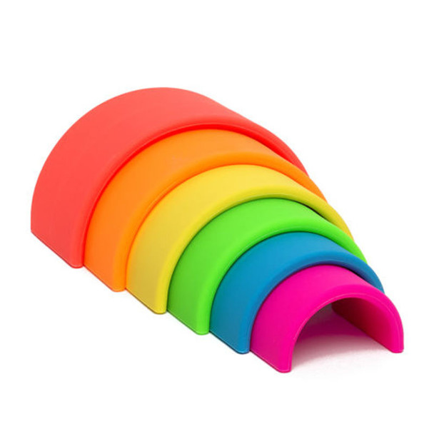 Neon Rainbow 6x Silicone Teether and Toy