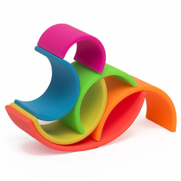 Neon Rainbow 6x Silicone Teether and Toy