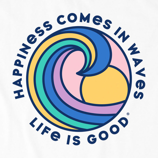 Happiness Comes in Waves Women's Boxy Crusher Tee - cloud white