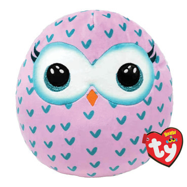 Winks Pink Owl Squishy Beanies Plush - Medium