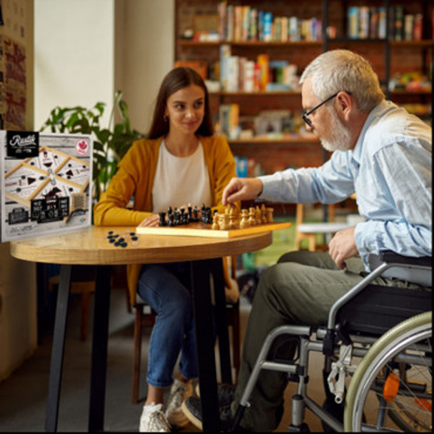 Rustik Crazy 4-player Slingpuck with Chess and Checkers