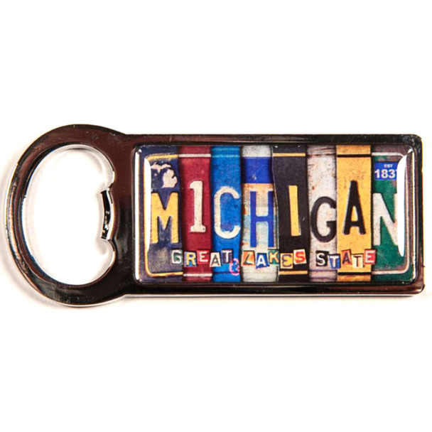 Michigan Vintage License Plate Bottle Opener Magnet