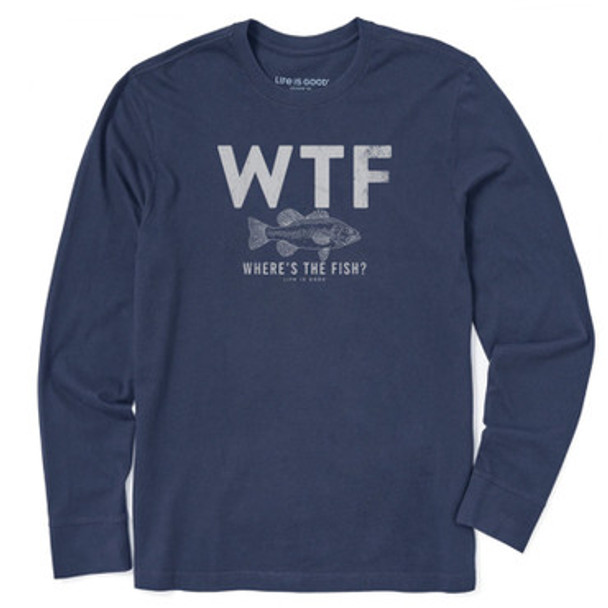 Where's The Fish Men's LS Crusher Tee - darkest blue