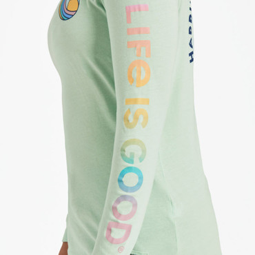 Happiness Comes in Waves Women's LS Crusher-Lite Tee - sage green