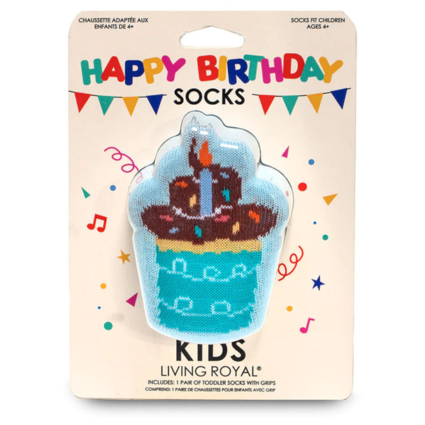 Kids' Crew Socks with Grip Sole - Birthday Cupcake