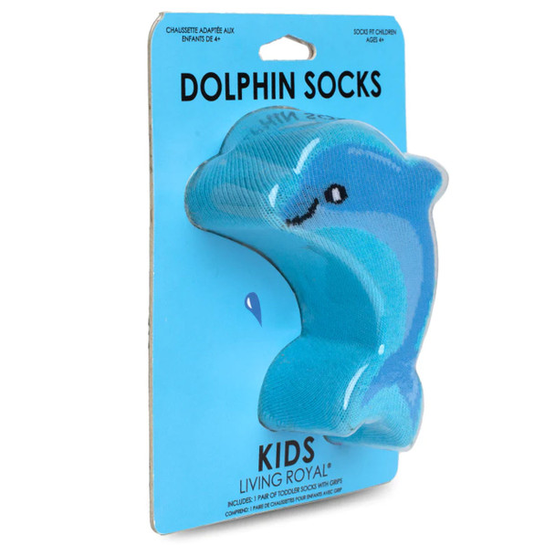 Kids' Crew Socks with Grip Sole - Dolphin
