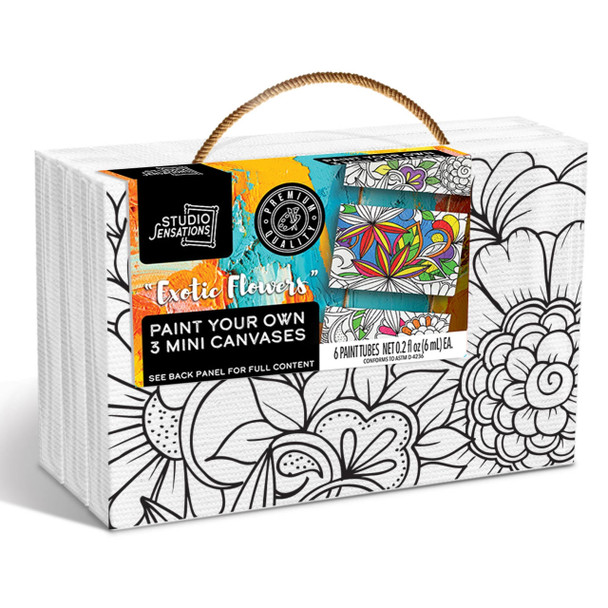 Paint Your Own 3 Mini-Canvas Kit – Exotic Flowers