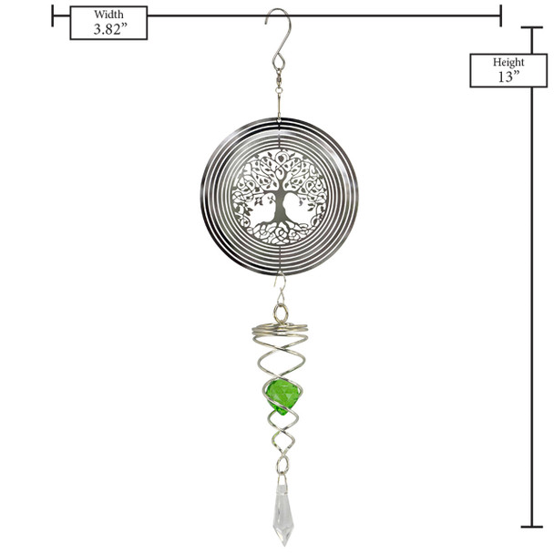 Tree of Life with Green Crystal spinner