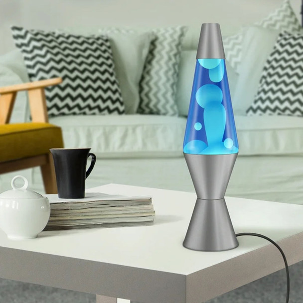 14.5in Lava Lamp - Blue / White / Silver