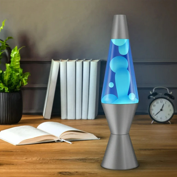 14.5in Lava Lamp - Blue / White / Silver