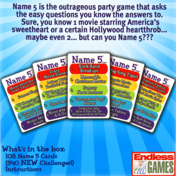Name 5 Card Game Name 5 Card Game