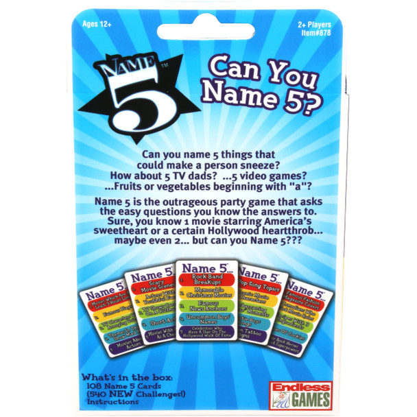 Name 5 Card Game Name 5 Card Game