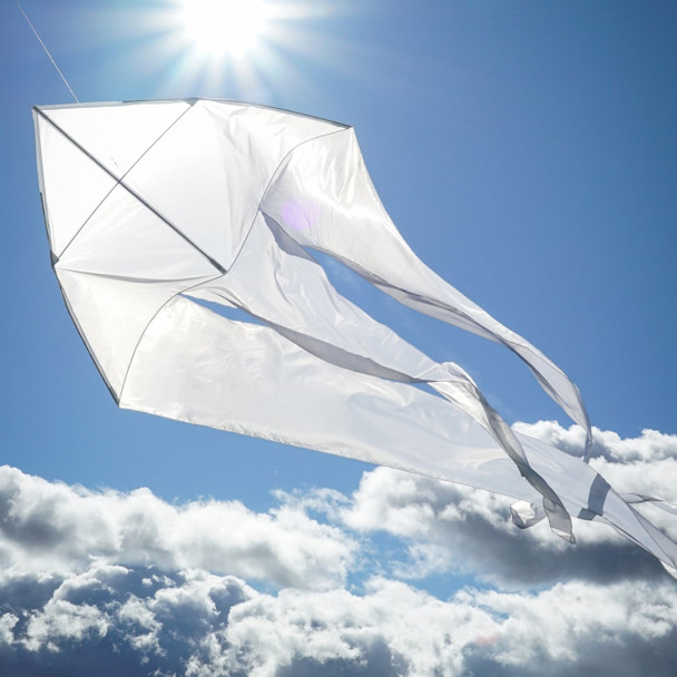 77in Wave Delta Flowtail Kite - White