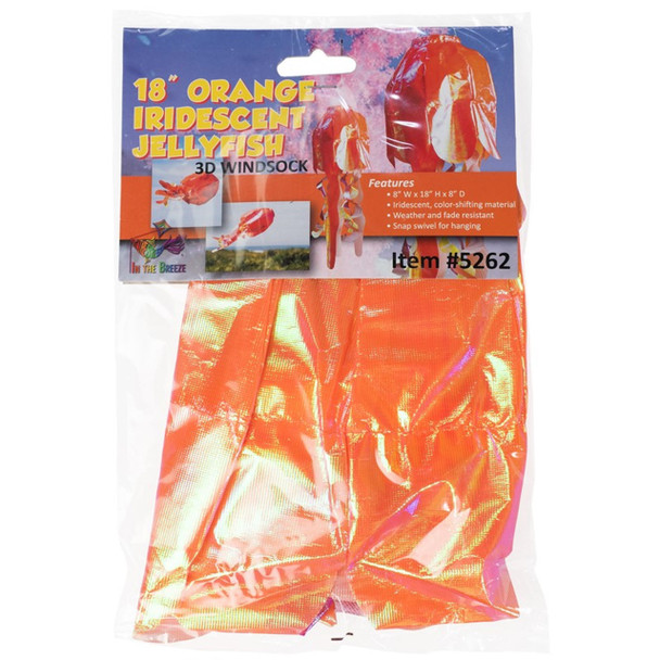 18in Orange Iridescent Jellyfish 3D Windsock