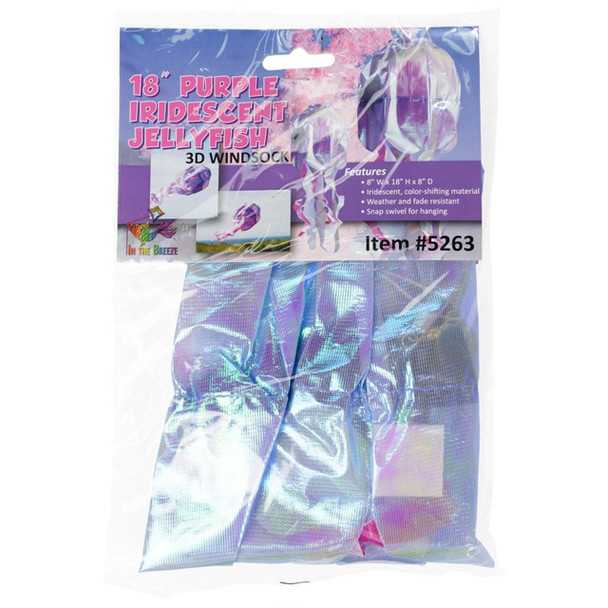 18in Purple Iridescent Jellyfish 3D Windsock