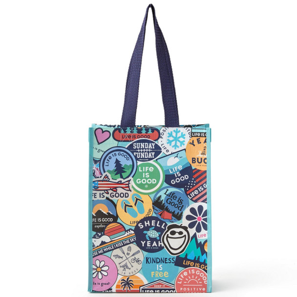 Life is Good Sticker Pattern Small Tote Bag
