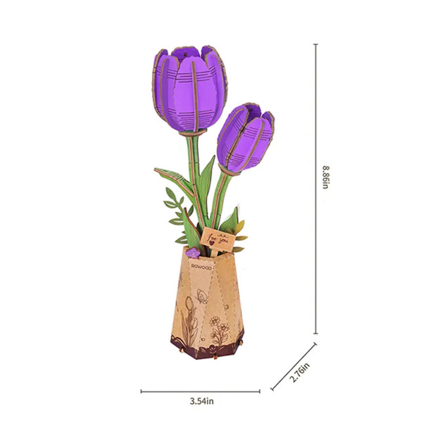 Purple Tulip Wooden Bloom Craft