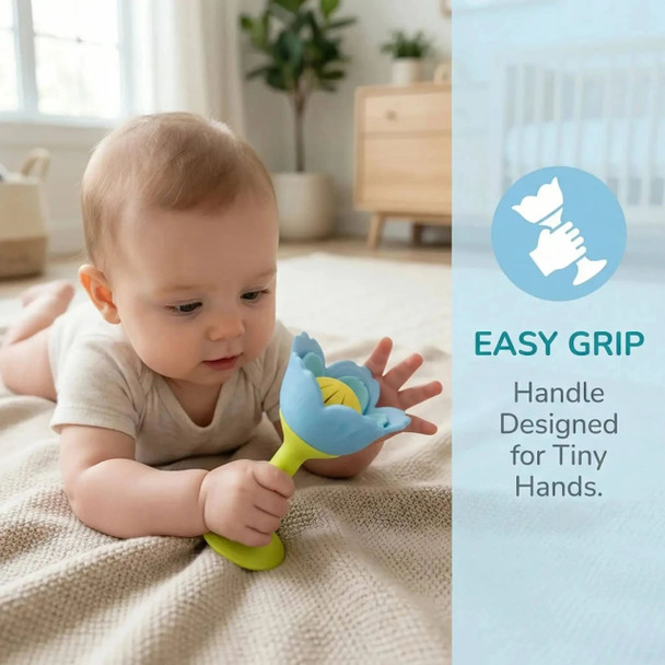 Rattle and Teether Blue Flower