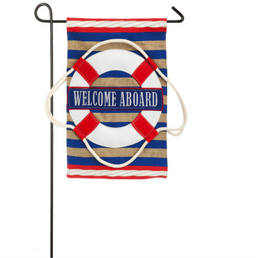 Nautical Welcome Burlap Garden Flag