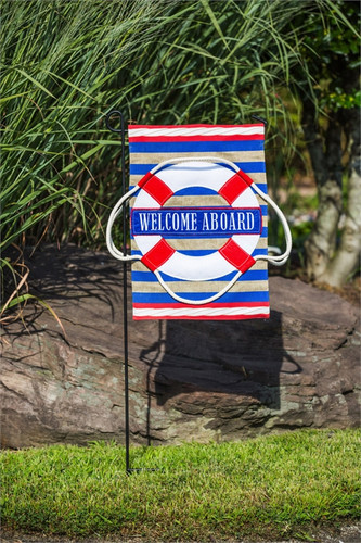 Nautical Welcome Burlap Garden Flag