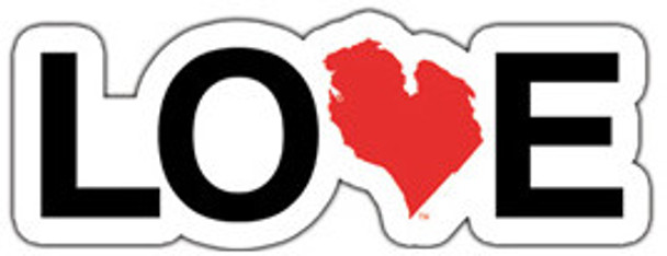 Love Michigan 8" Die Cut Sticker White / Red
