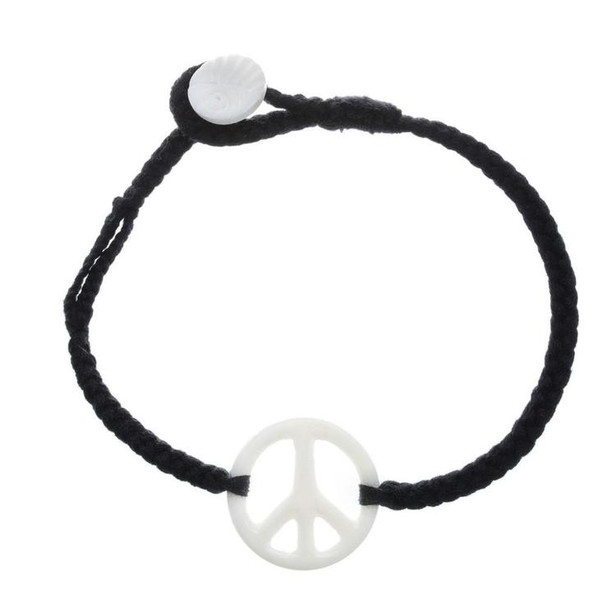 WB Peace Sign Bracelet- Black