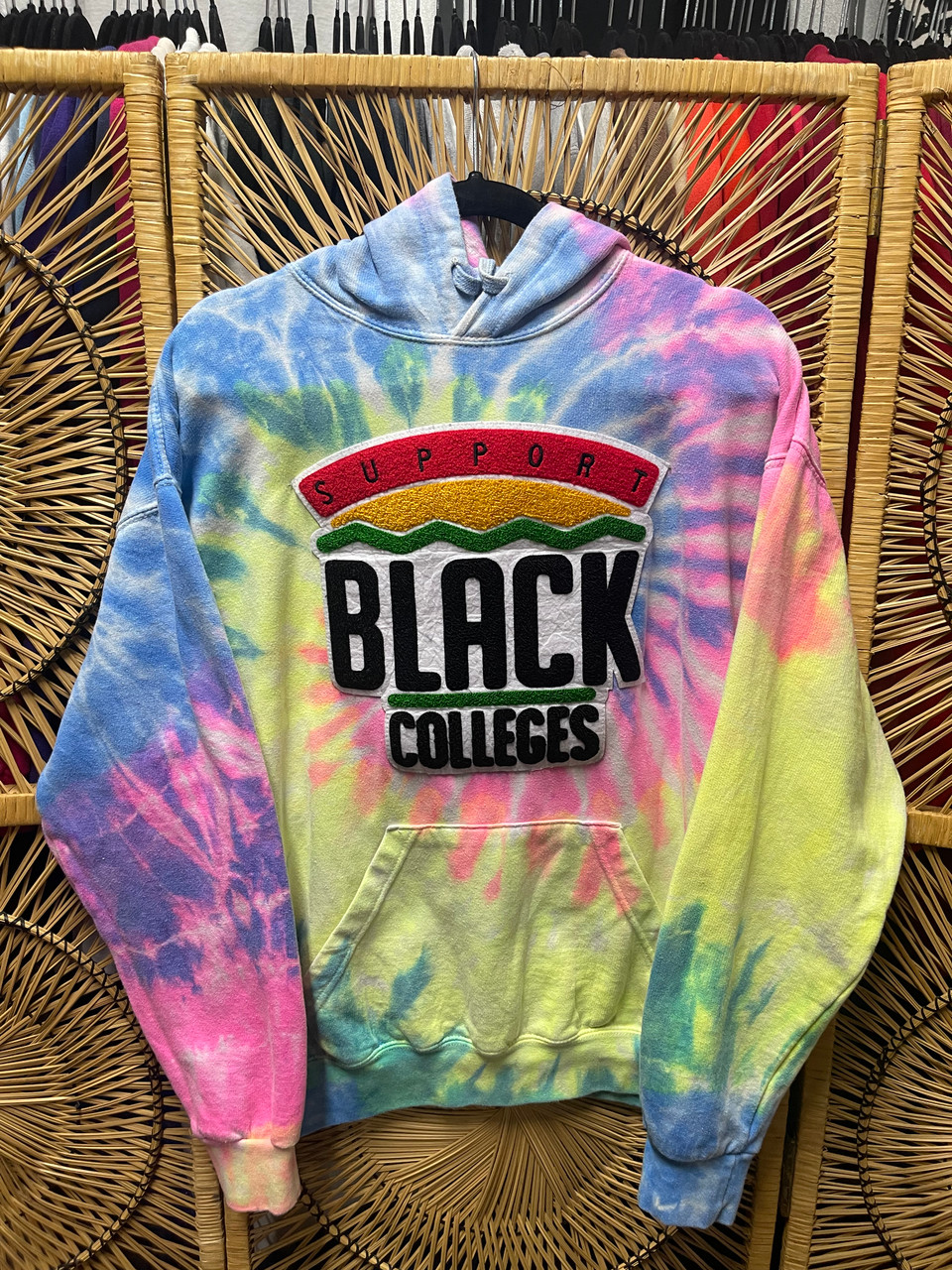 Support Black Colleges HBCU Rainbow Tie Dye Sweatshirt Hoodie Size