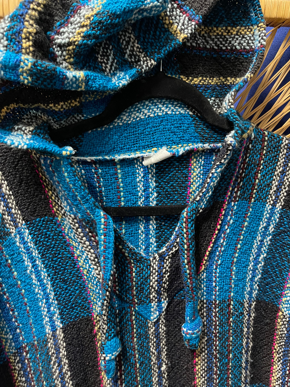 Vintage 90s Stussy Mexican Baja Poncho Pullover Blanket Drug Rug