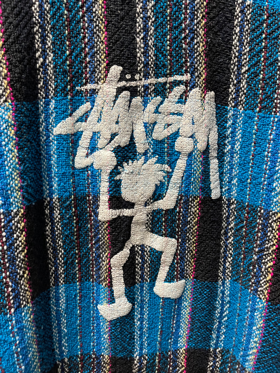 Vintage 90s Stussy Mexican Baja Poncho Pullover Blanket Drug Rug