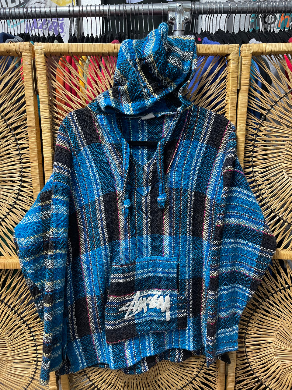 Vintage Stussy Hoodie Native Design Baja Style Aztec Tribal
