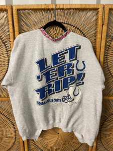 Vintage 90s NFL Indianapolis Colts Let Er' Rip Football Gray Custom Cardigan Sweatshirt Size XL Vintage 90s NFL Indianapolis Colts Let Er' Rip Football Gray Custom Cardigan Sweatshirt Size XL