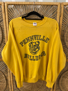 Vtg Pennville Indiana Bulldogs Yellow Crewneck Size XL Vtg Pennville Indiana Bulldogs Yellow Crewneck Size XL