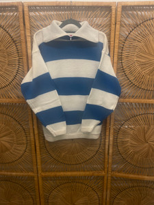 Vintage 80s Sam & Max Striped Blue & White 1/4 Zip Sweater Women's Size Medium Vintage 80s Sam & Max Striped Blue & White 1/4 Zip Sweater Women's Size Medium