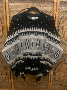 Vintage Ash Creek Trading Fair Isle Black Knit Sweater Men's Size XL Vintage Ash Creek Trading Fair Isle Black Knit Sweater Men's Size XL