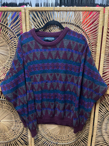Vintage Loafers Multicolor Geometric Textured Sweater Size XL Vintage Loafers Multicolor Geometric Textured Sweater Size XL