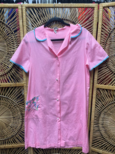 Vintage 70s Montgomery Ward Pink Floral Embroidery Dress Size Women's Medium Vintage 70s Montgomery Ward Pink Floral Embroidery Dress Size Women's Medium