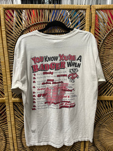 Vintage 90s Wisconsin Badgers You Know You're a Badger White T-Shirt Size Large Vintage 90s Wisconsin Badgers You Know You're a Badger White T-Shirt Size Large