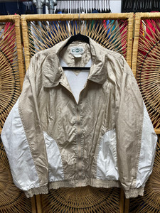 Vtg Casual Concepts Tall Girl Women's Beige White Windbreaker Size XL Vtg Casual Concepts Tall Girl Women's Beige White Windbreaker Size XL