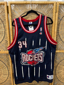90s Champion NBA Hakeem Olajuwon #34 Houston Rockets Pinstripe Jersey Size 48 90s Champion NBA Hakeem Olajuwon #34 Houston Rockets Pinstripe Jersey Size 48