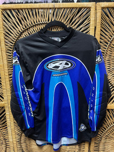 Vintage ANSWER Racewear Motocross Racing All Over Print Black Blue Long Sleeve T-Shirt Size Medium Vintage ANSWER Racewear Motocross Racing All Over Print Black Blue Long Sleeve T-Shirt Size Medium