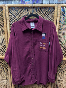 Y2K 2001 Betty Boop Women's Button Down Corduroy Shirt Size 18/20W Y2K 2001 Betty Boop Women's Button Down Corduroy Shirt Size 18/20W
