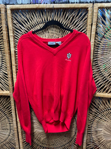 Vintage IU Indiana University Basketball V-Neck Knit Sweater Size Large Vintage IU Indiana University Basketball V-Neck Knit Sweater Size Large