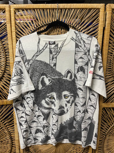 Vintage Wolf Wolves Double Sided AOP White Graphic T-Shirt Size XL Vintage Wolf Wolves Double Sided AOP White Graphic T-Shirt Size XL