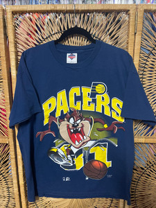 90s Indiana Pacers Taz Tasmanian Devil Reggie Miller #31 NBA Basketball Looney Tunes Blue T-Shirt Size Large 90s Indiana Pacers Taz Tasmanian Devil Reggie Miller #31 NBA Basketball Looney Tunes Blue T-Shirt Size Large