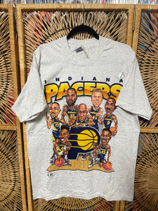 Brand New DS 90s Salem Sportswear Indiana Pacers Caricature NBA Basketball Reggie Miller Gray Cartoon T-Shirt Size Large Brand New DS 90s Salem Sportswear Indiana Pacers Caricature NBA Basketball Reggie Miller Gray Cartoon T-Shirt Size Large