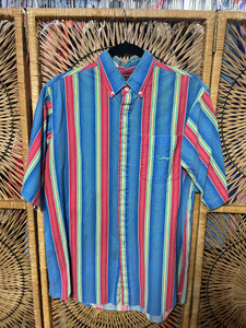 Vintage Duxbak Primary Colors Striped Button Down Shirt Size Large Vintage Duxbak Primary Colors Striped Button Down Shirt Size Large