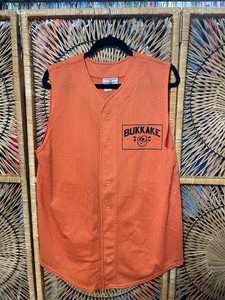 Y2K Bukkake Rusty Trombone Orange Baseball Jersey Size Large Y2K Bukkake Rusty Trombone Orange Baseball Jersey Size Large